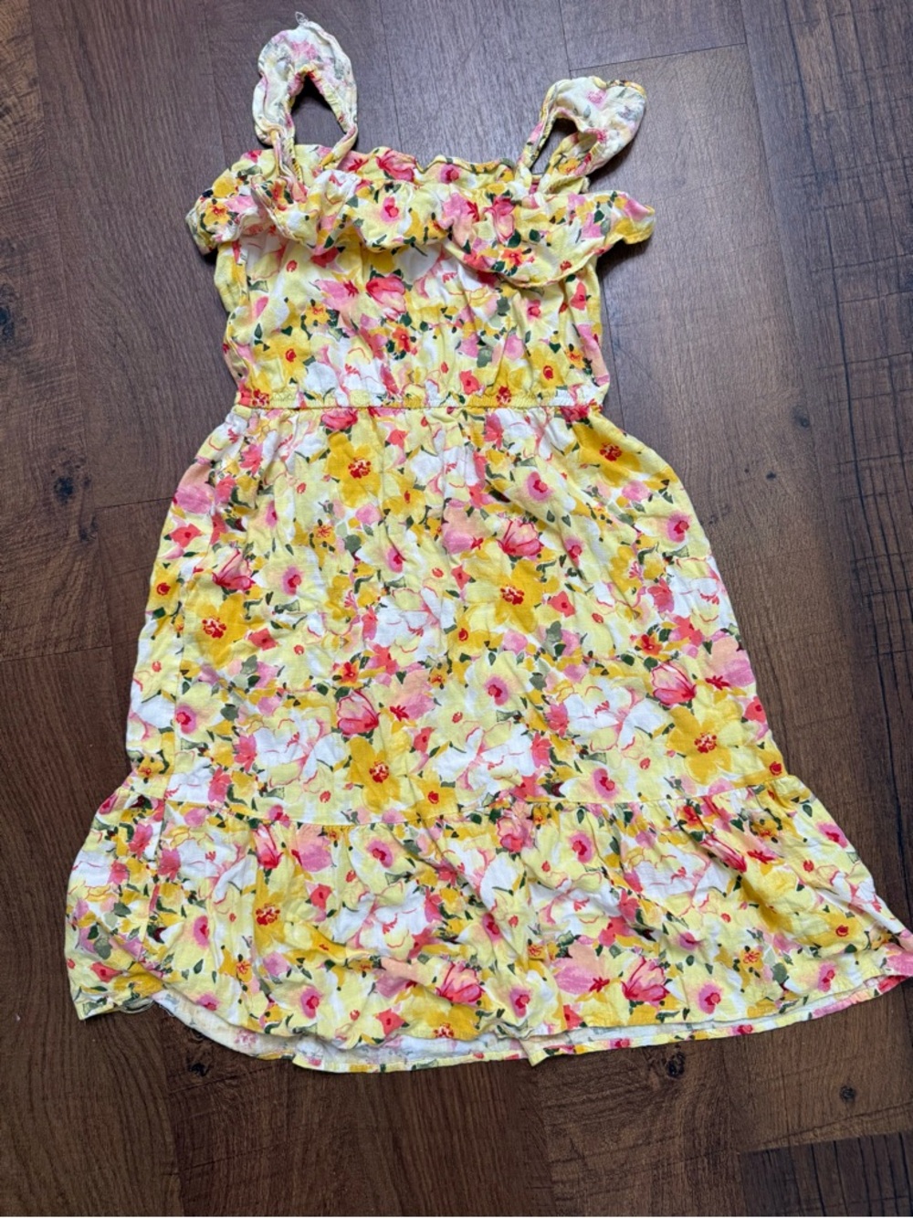 LC Lauren Conrad Yellow Floral Sundress with Ruffle Straps